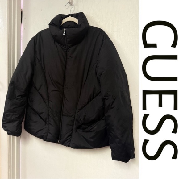 Guess Jackets & Blazers - GUESS Y2K Vintage Women's Black Puffer Coat
